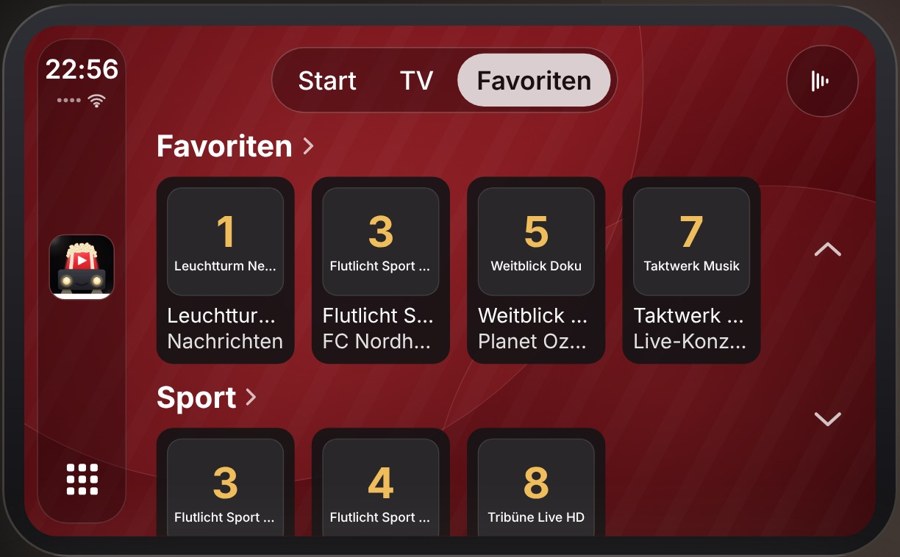 CarPop auf dem Autodisplay